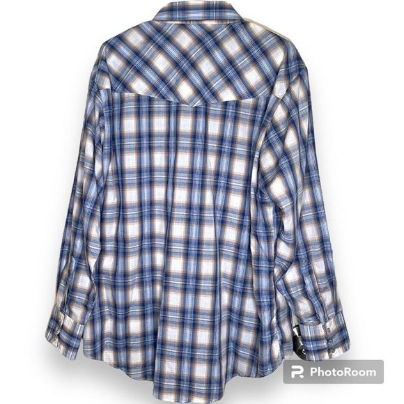 Ely Cattleman Pearl Snap Shirt Mens Med Long Sleeve Red White Plaid Western XL - Picture 2 of 7